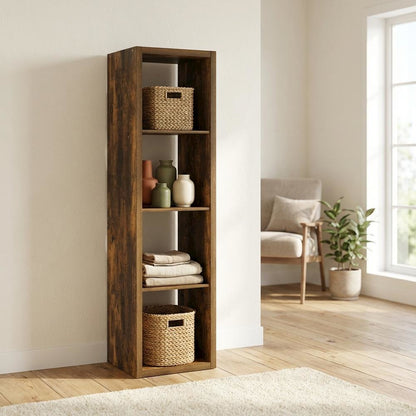 Wooden bookcase with open shelving for versatile storage