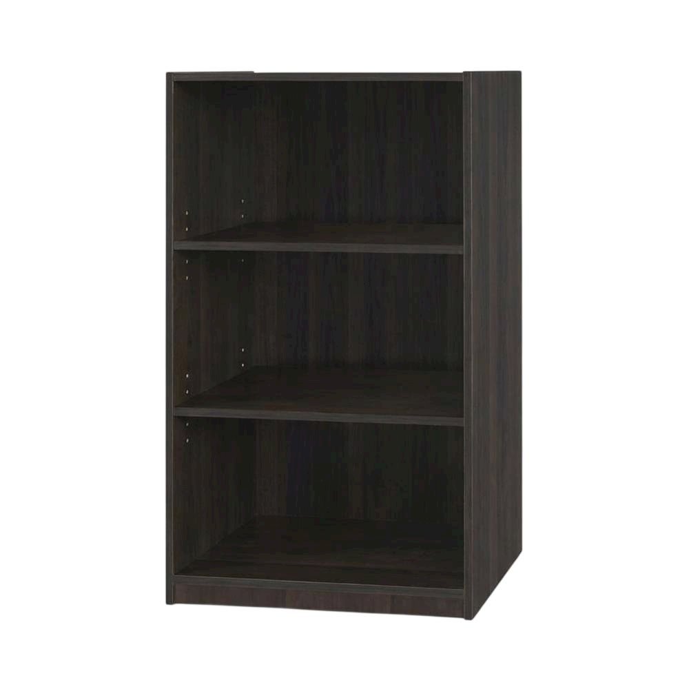 Espresso 3-Shelf Bookcase with Sturdy Wood Frame for Living Room Storage