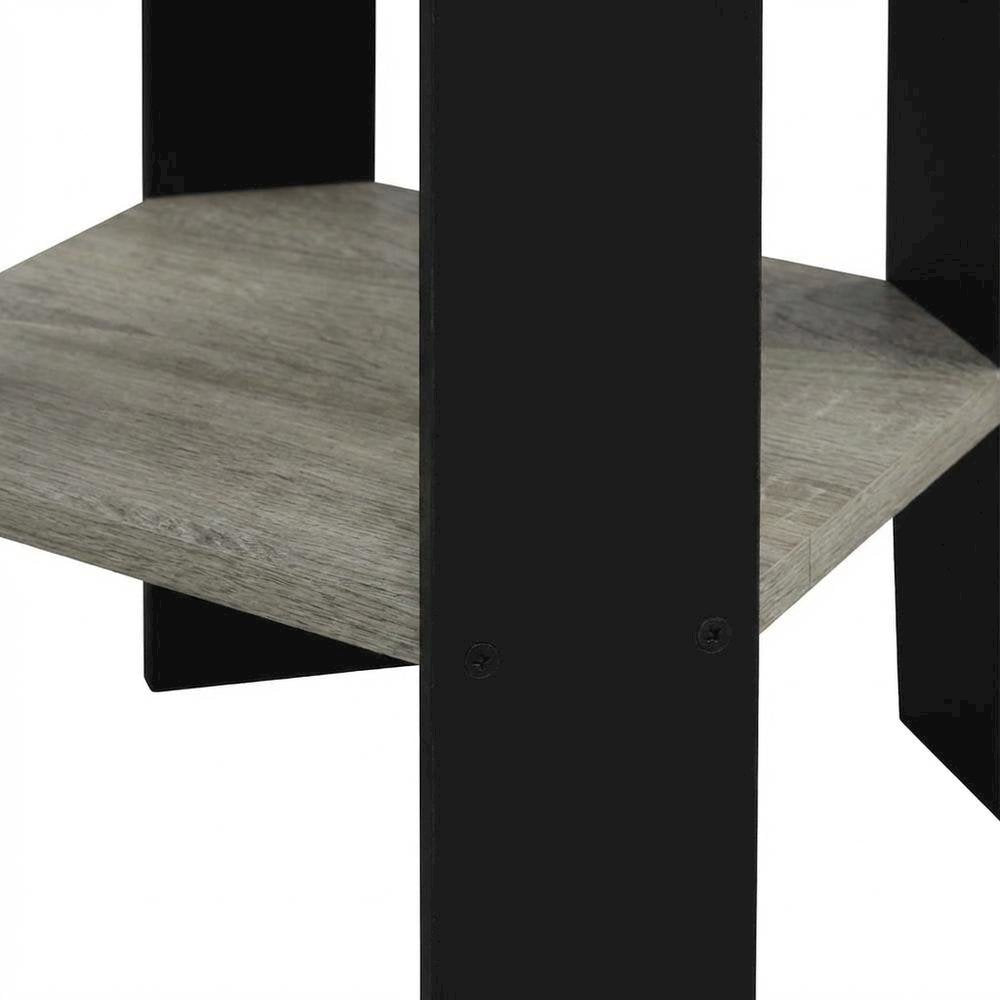 Grey Oak and Black Finish Side End Table for Living Room