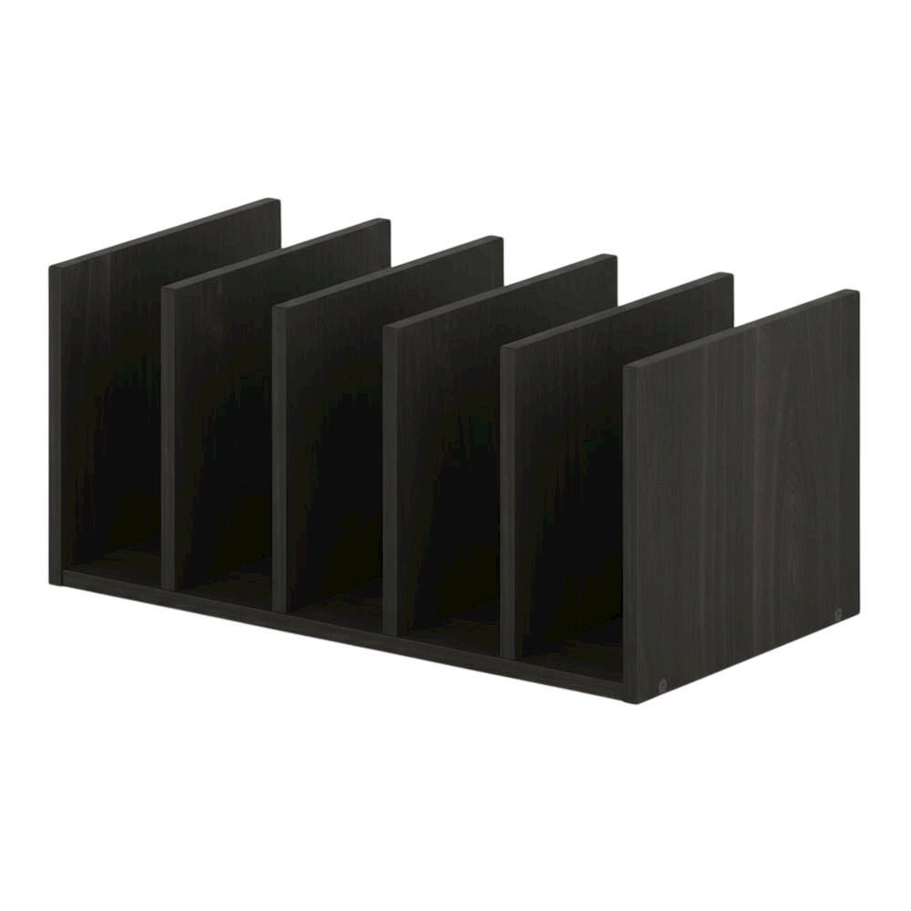 Brown desktop bookshelf with storage organizer, composite wood construction