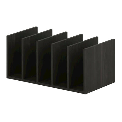 Brown desktop bookshelf with storage organizer, composite wood construction