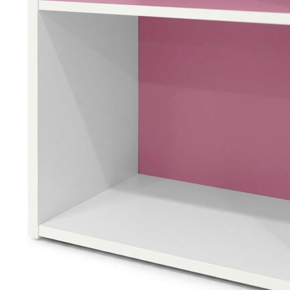 White and Pink Reversible Open Shelf Bookcase, 5-Tier for Organized Storage
