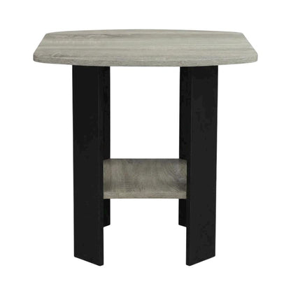 Grey Oak and Black Finish Side End Table for Living Room