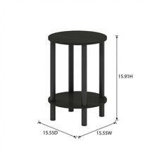 Round Wooden End Table with Espresso and Black Finish, Modern Side Table
