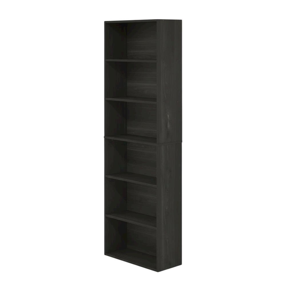 Espresso 6-Tier Open Bookcase with Wood Finish for Organizing and Display