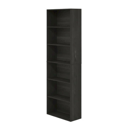 Espresso 6-Tier Open Bookcase with Wood Finish for Organizing and Display
