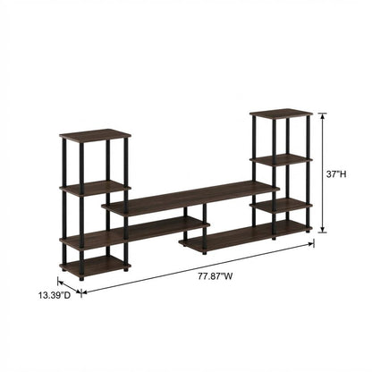 Modern Entertainment Center in Espresso/Black with Spacious Shelves and Storage