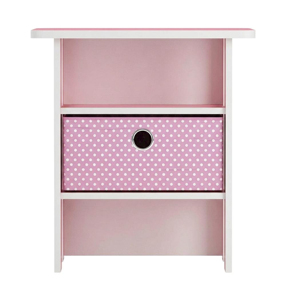 Pink wood end table with drawer for bedside or living room use