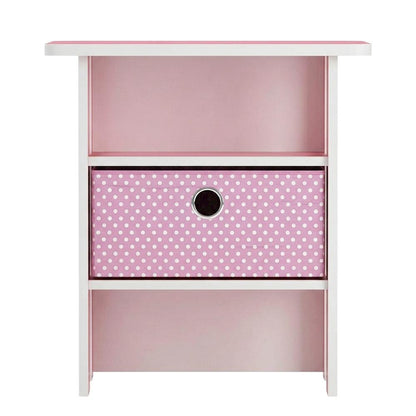 Pink wood end table with drawer for bedside or living room use