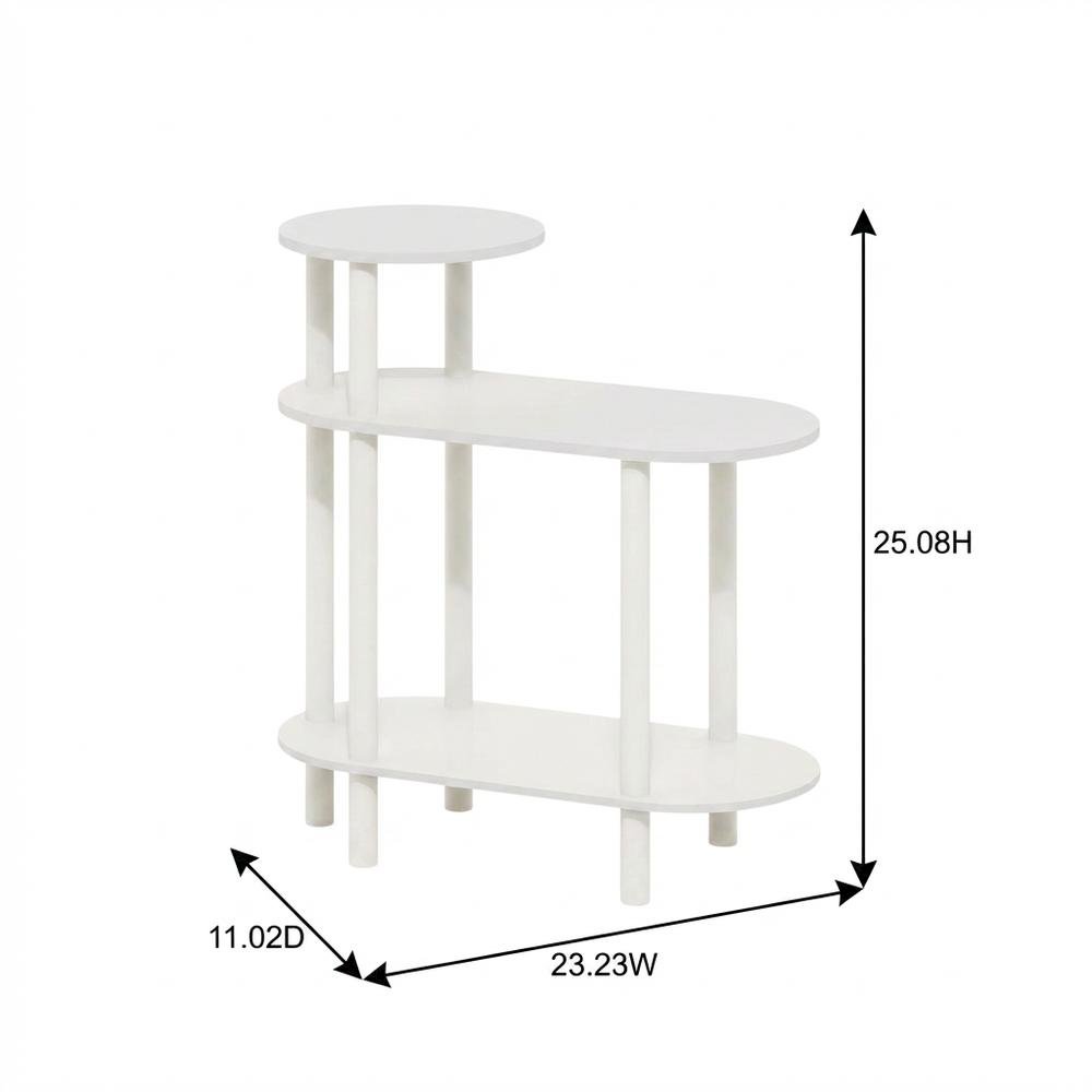 Oval 3-Tier Side Table with Open Shelves in White, Stylish and Functional