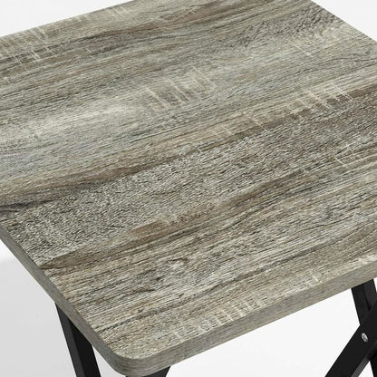 Grey Oak and Black Finish End Table with Modern Design