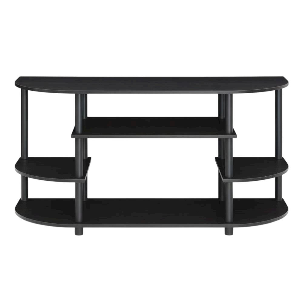 Black corner TV stand, simple design, composite wood, PVC construction