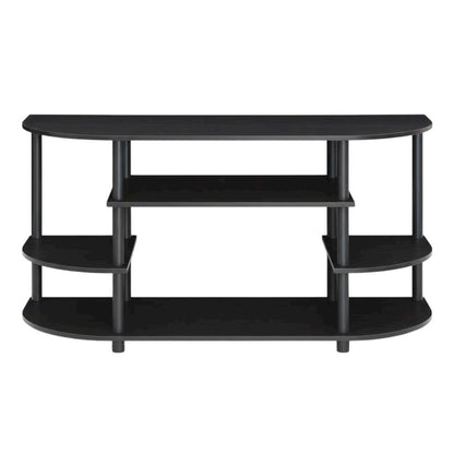 Black corner TV stand, simple design, composite wood, PVC construction