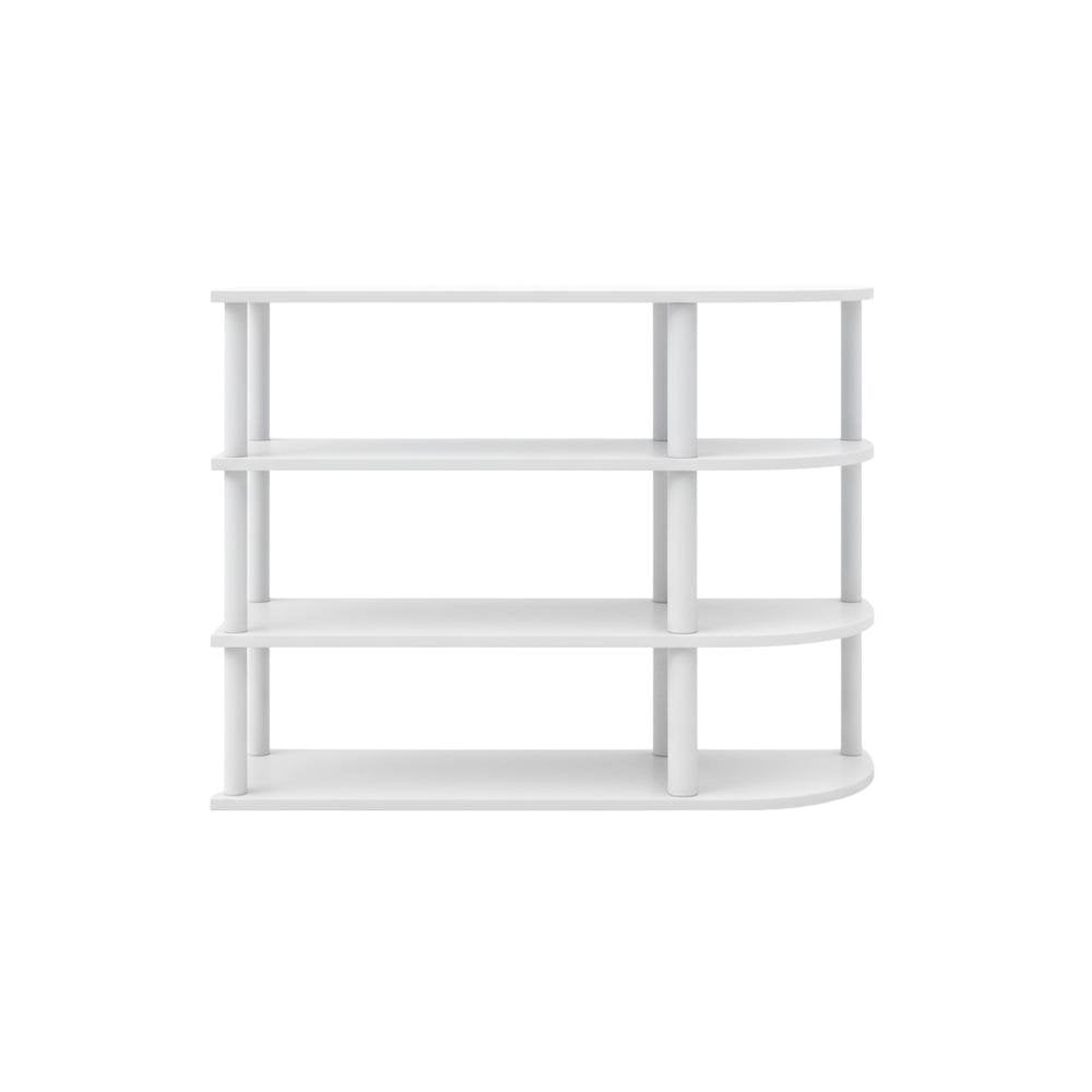 White Corner TV Stand with Solid Rubberwood and Walnut Veneers, Modern Design