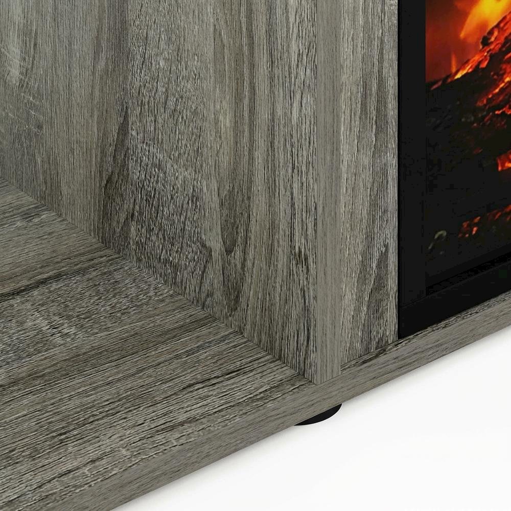 French Oak Grey TV Stand with Fireplace for Up to 55-Inch Screens