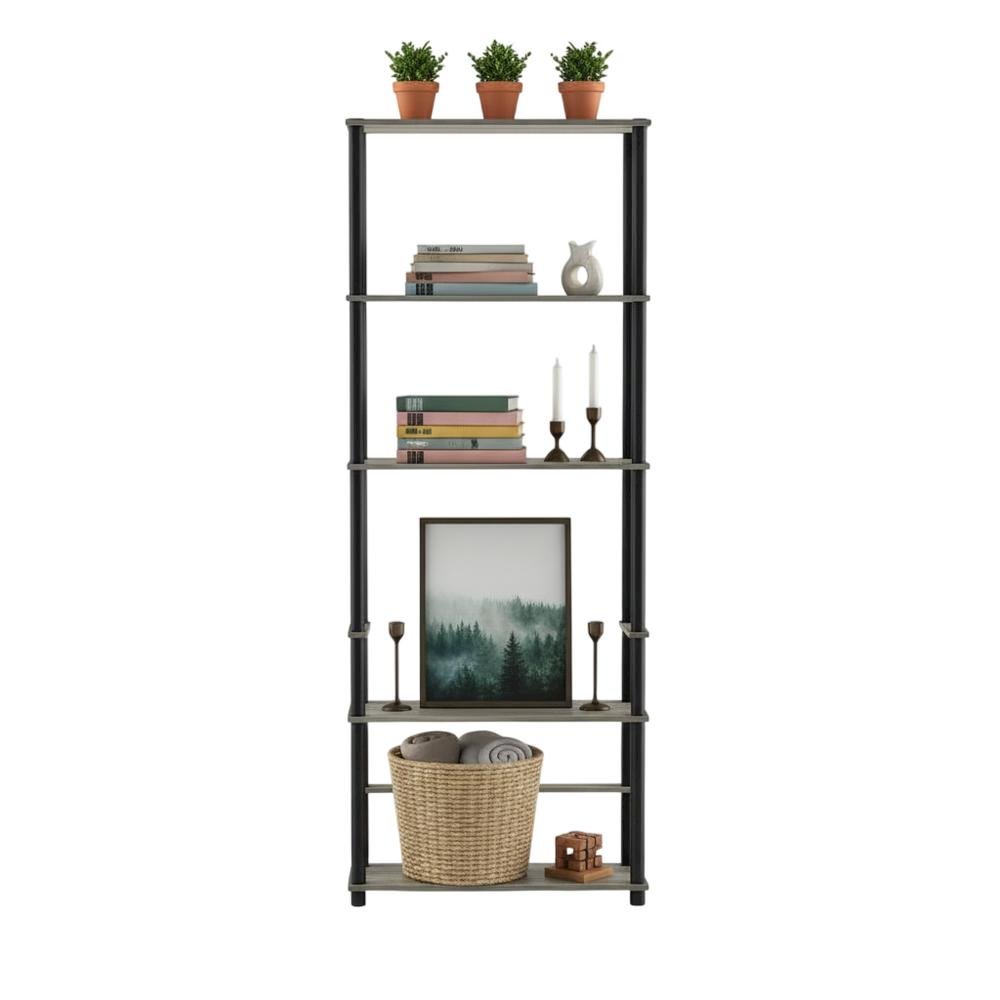 Toilet Space Saver with 3 Shelves in Grey and Black for Bathroom Organization