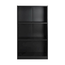 Black 3-Shelf Bookcase with Sturdy Wooden Frame and Spacious Shelves