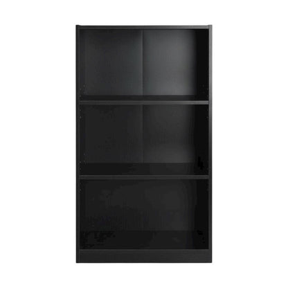 Black 3-Shelf Bookcase with Sturdy Wooden Frame and Spacious Shelves