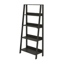 Espresso 5-Tier Ladder Bookcase with Display Shelves and Wood Construction