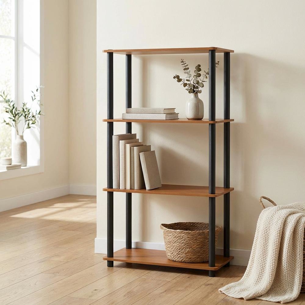 Wooden bookcase with clean lines and spacious shelving for home, office storage