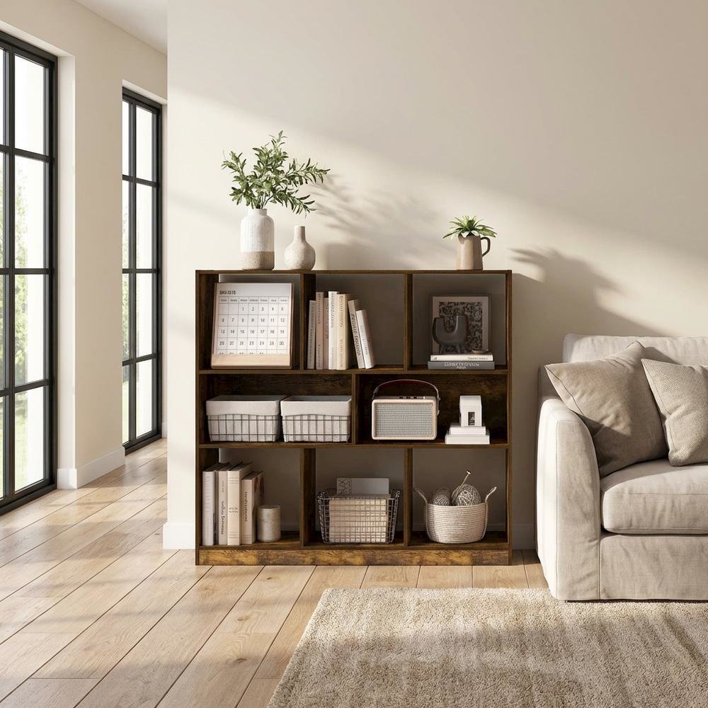 Wooden bookcase with sleek design and sturdy construction