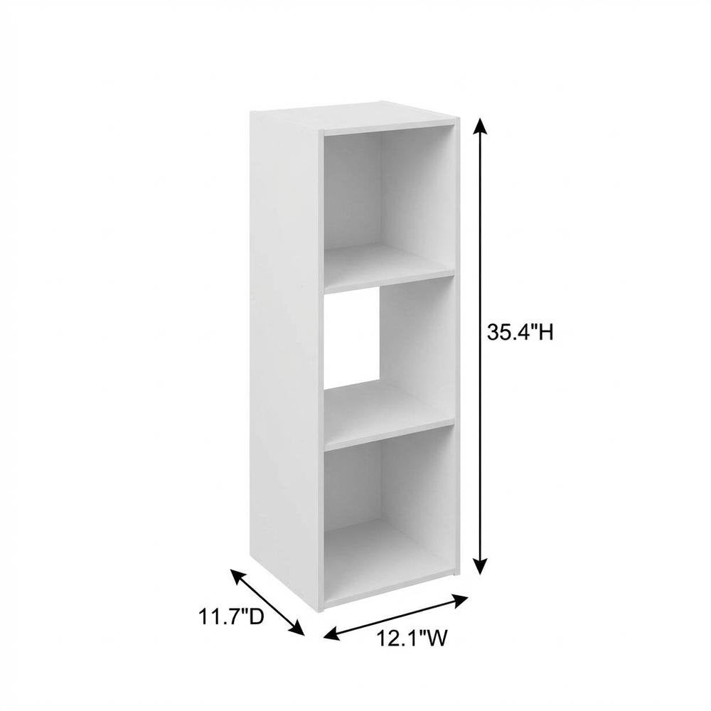 White Wood Bookcase with Spacious Shelves and Sleek Design