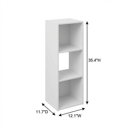 White Wood Bookcase with Spacious Shelves and Sleek Design