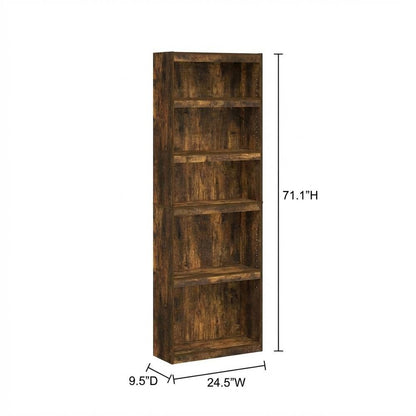 Amber Pine 5-Tier Shelf Bookcase with Ample Storage Space