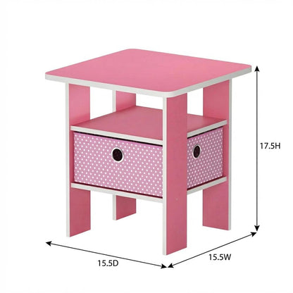 Pink wood end table with drawer for bedside or living room use