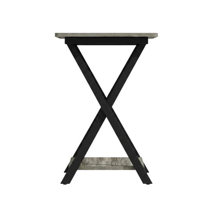 Grey Oak and Black Finish End Table with Modern Design