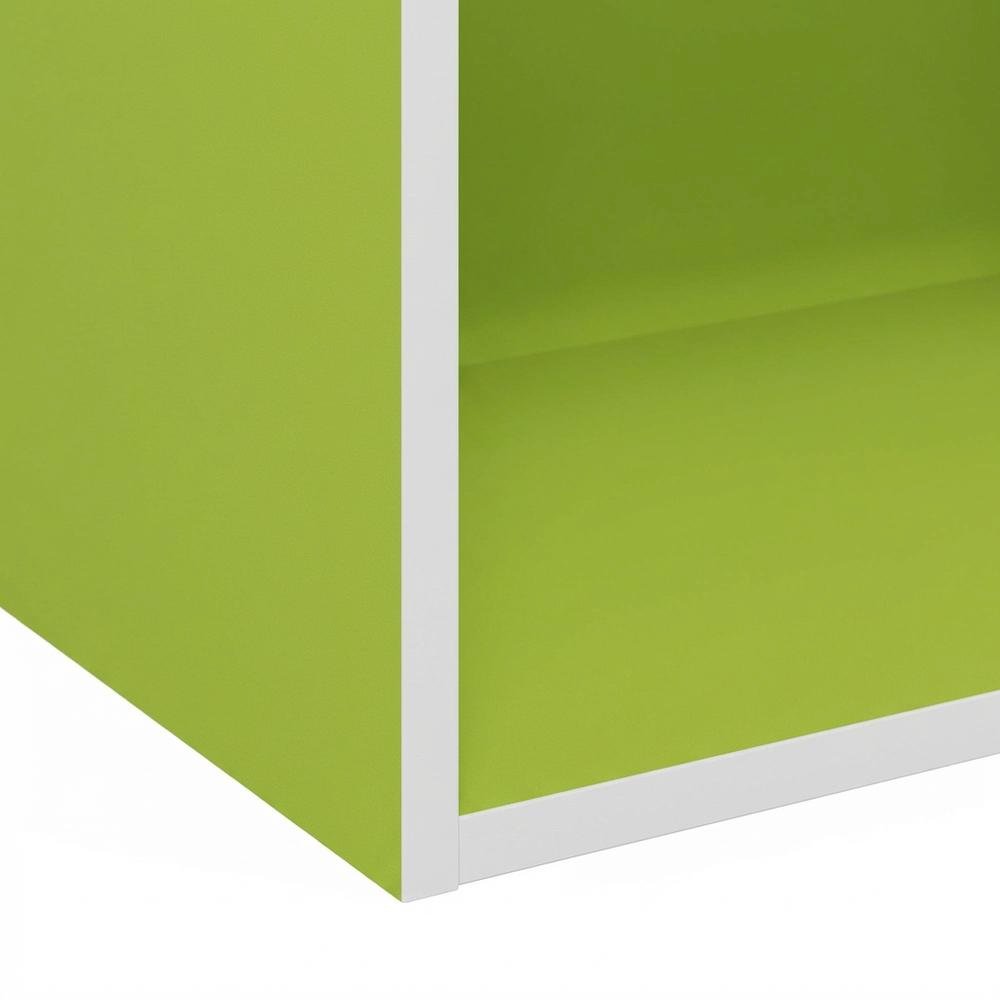 Green 3-Tier Open Shelf Bookcase with Wood Construction for Living Room Storage