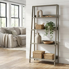 Wooden 5-Tier Ladder Bookcase with French Oak Finish for Home Storage