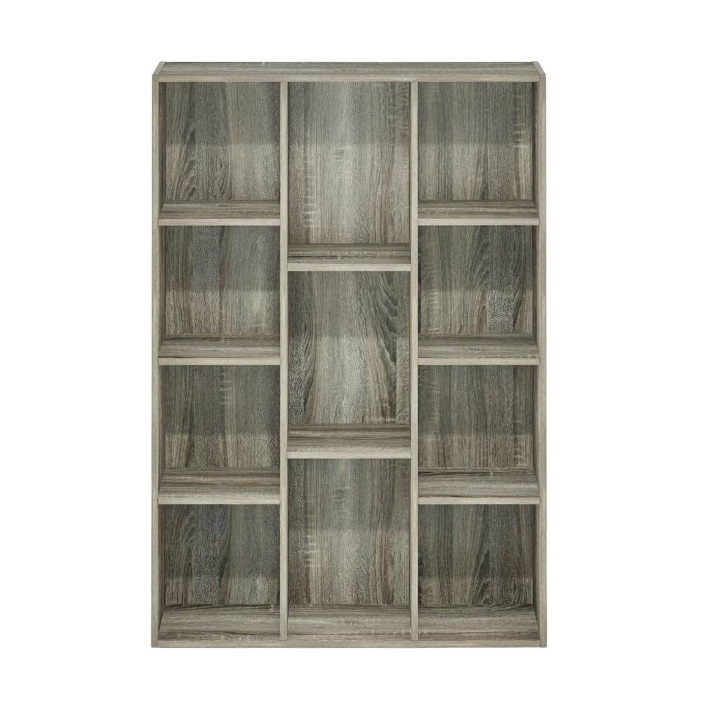 Reversible 11-Cube Open Shelf Bookcase with French Oak Finish