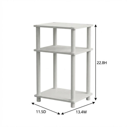 White 3-Tier End Table with Multi-level Storage and Modern Design