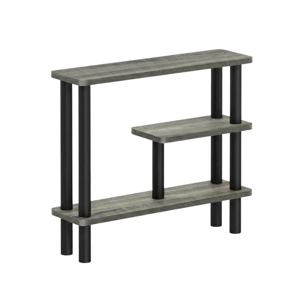 Gray Slim Entryway Storage Rack, Composite Wood, 4 Shelves, Wall-Side