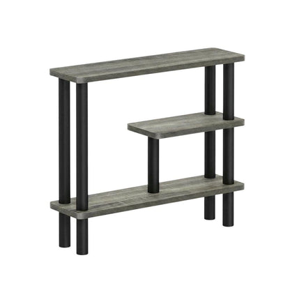 Gray Slim Entryway Storage Rack, Composite Wood, 4 Shelves, Wall-Side