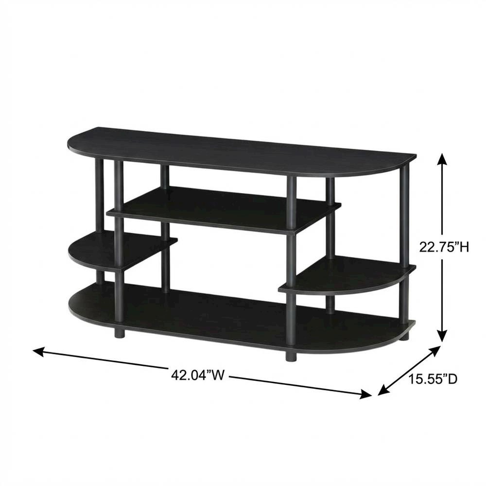 Black corner TV stand, simple design, composite wood, PVC construction
