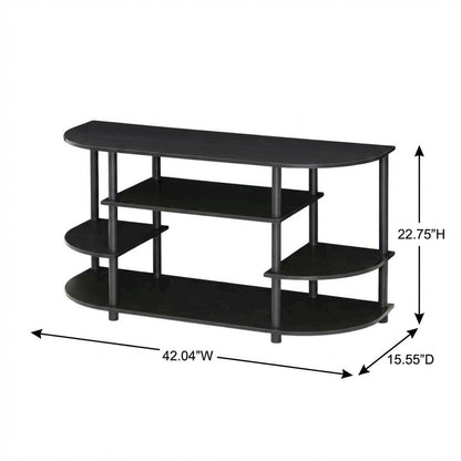 Black corner TV stand, simple design, composite wood, PVC construction