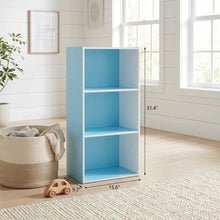 Light Blue 3-Tier Open Shelf Bookcase, Wooden Construction for Organized Storage