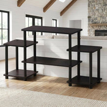 Dark Walnut Furinno No Tools Entertainment Center with Spacious Storage