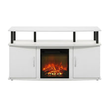 White Fireplace TV Stand for Up to 55 Inch TVs with Open Shelf Storage