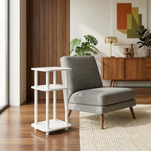 White 3-Tier Curve End Table with Modern Design and Stable Construction