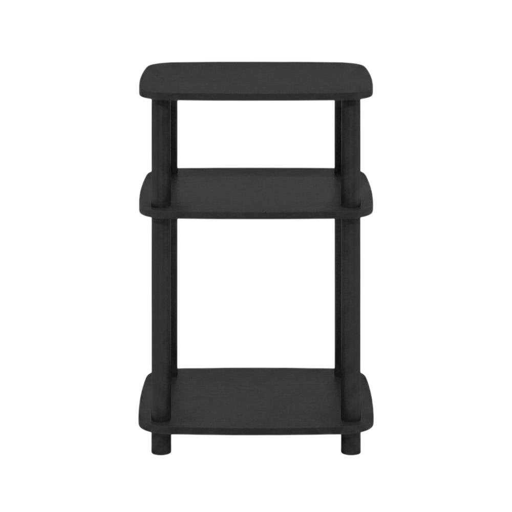 Curve End Table with Black Finish, Modern Design, Easy Assembly
