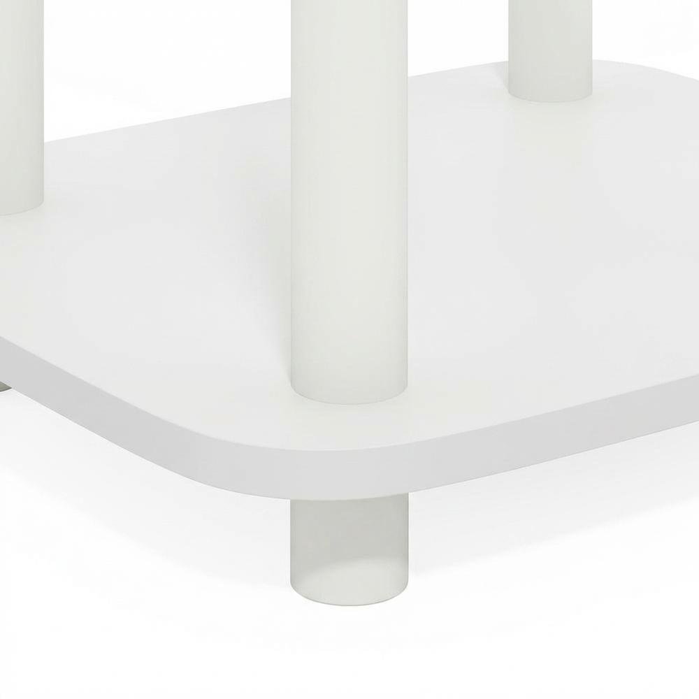 White 3-Tier Curve End Table with Modern Design and Stable Construction