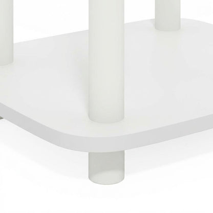 White 3-Tier Curve End Table with Modern Design and Stable Construction