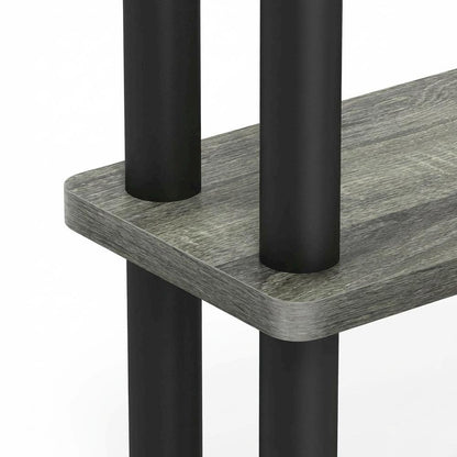Gray Slim Entryway Storage Rack, Composite Wood, 4 Shelves, Wall-Side