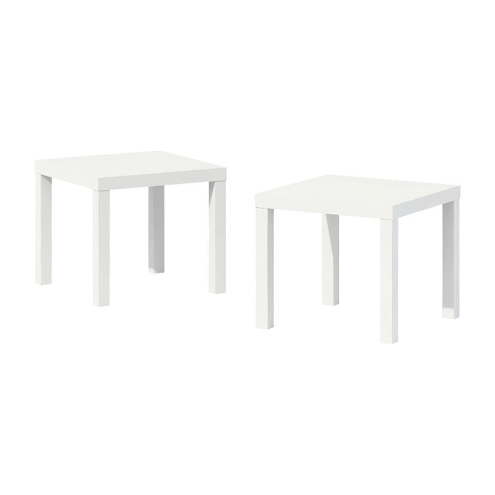 White 2-Piece Square Coffee and Side Table Set with Minimalist Design