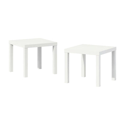 White 2-Piece Square Coffee and Side Table Set with Minimalist Design