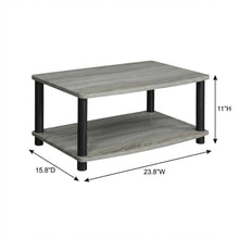 Elevated TV Stand with No Tools Assembly in French Oak Grey and Black Finish