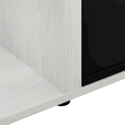 White Oak, Chrome Fireplace Entertainment Center, TVs up to 70 Inches